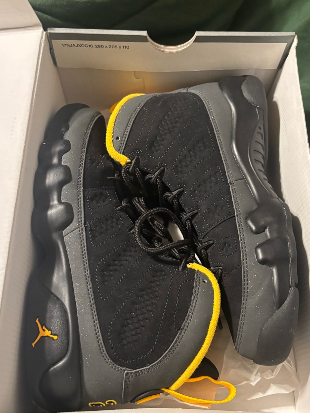 Jordan Kids Sneakers — Black, Gray, and Yellow Accents
